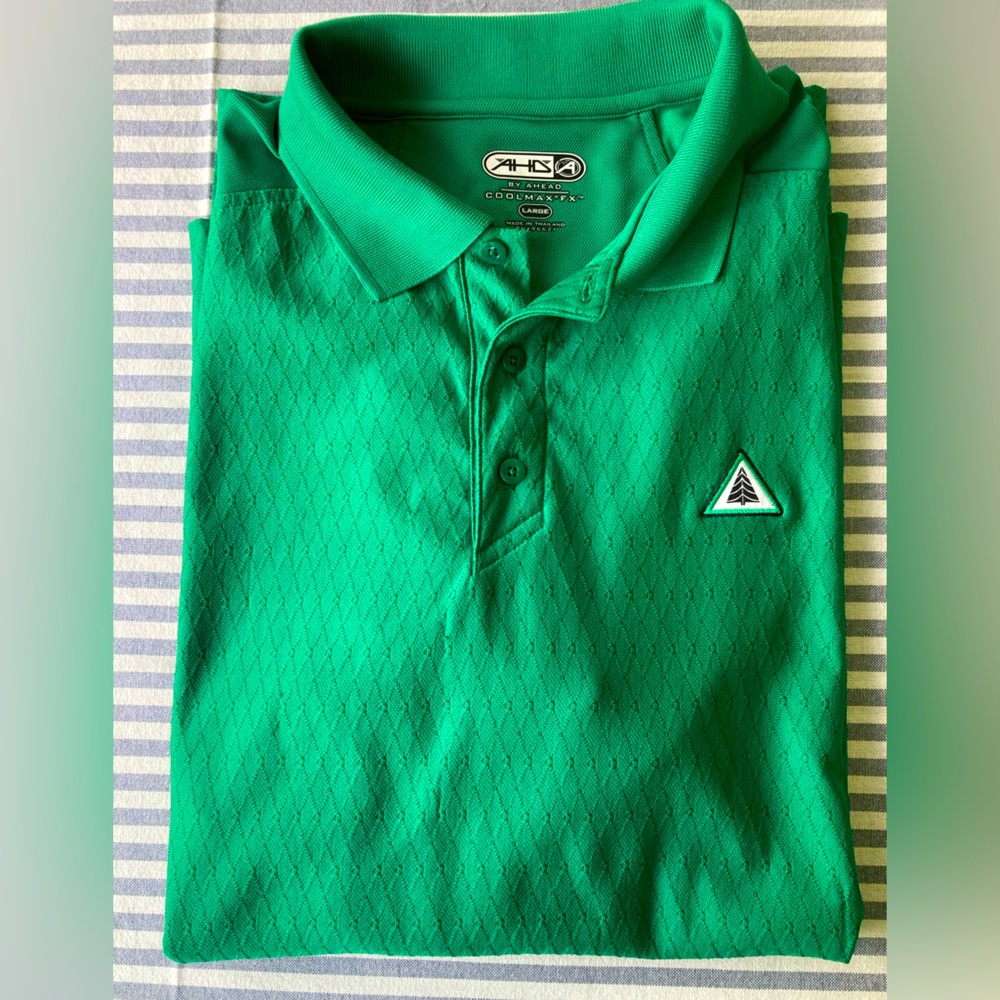 Ahd By Ahead Logo Men's Coolmax Fx Golf Polo Kelly Green Polo Shirt Size Large L